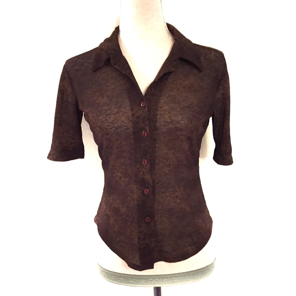 Evolution Blouses  Brown Button Down